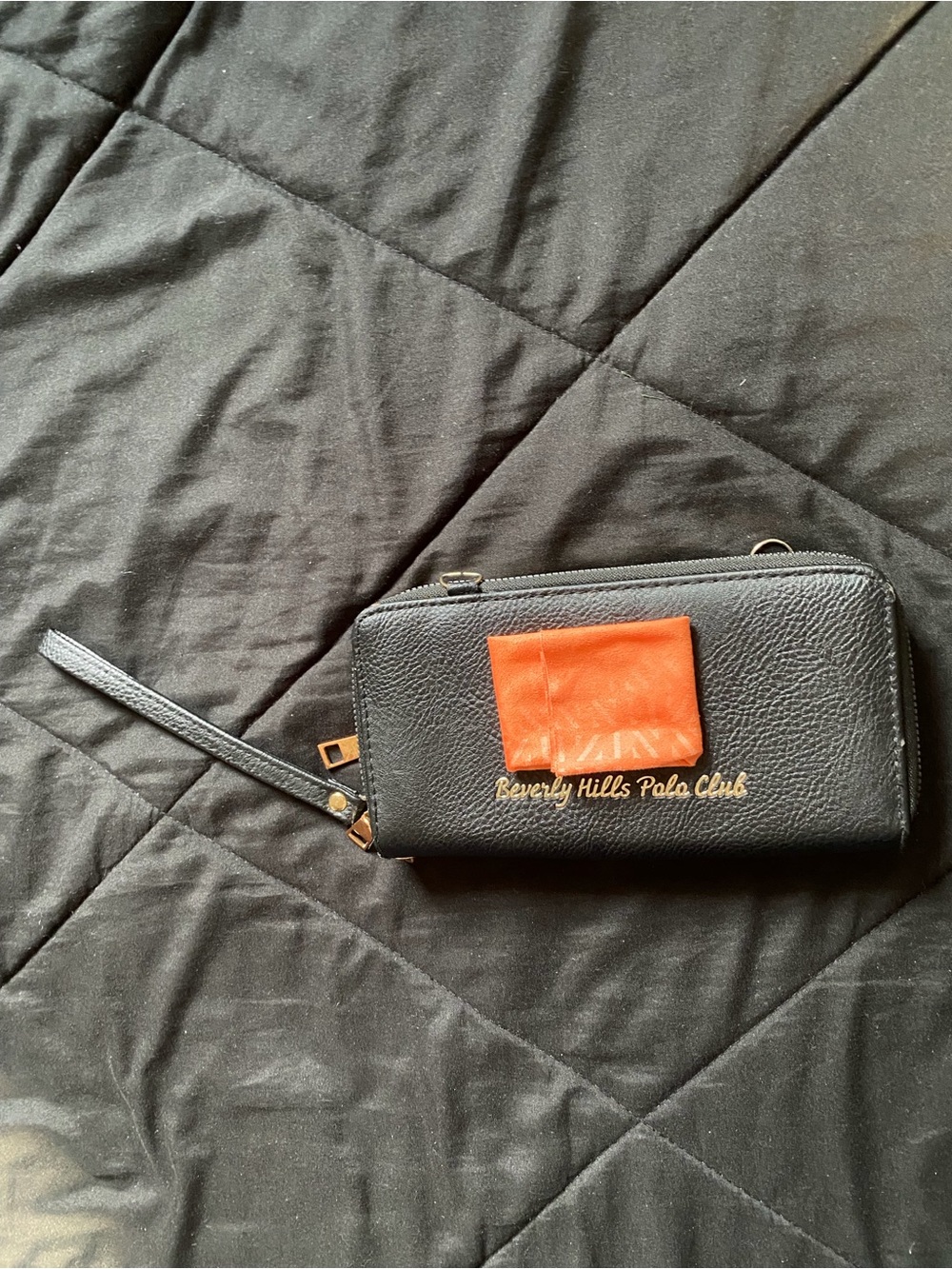Beverly Hills Polo Club Black Wristlet with Orange Patch